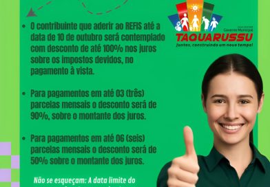 Programa de Recuperação e Estímulo à Quitação de Débitos Fiscais é realizado em Taquarussu.